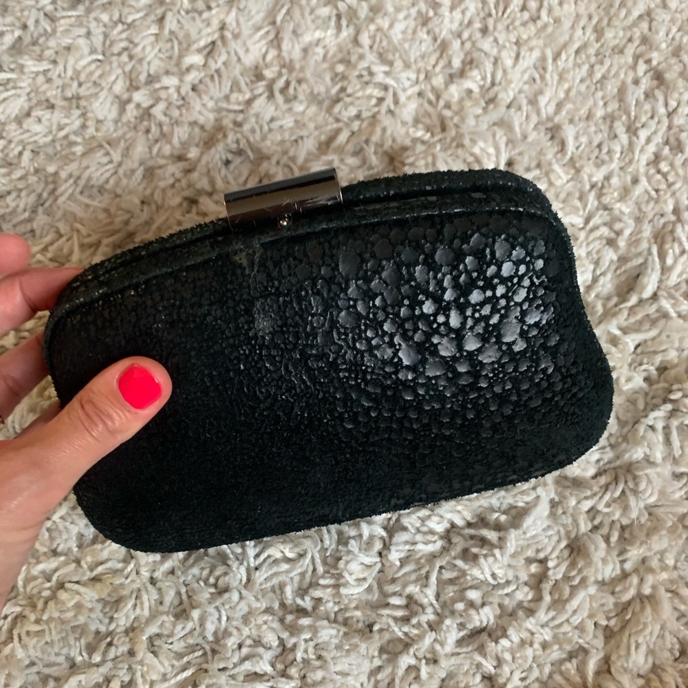 Black Croc Style Romy Gold Clutch